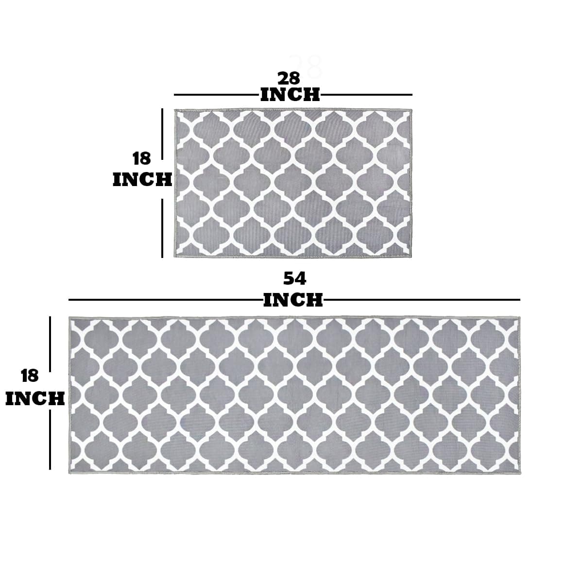 ishro home Premium Kitchen Mats for Floor | Kitchen runner for floor | 2 Pcs Set | Anti-Skid & Machine-Washable | (Grey Diamonds)