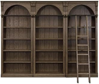 Martin Furniture Traditional 8' Tall Wood Bookcase Wall with Ladder Office Bookcase Brown