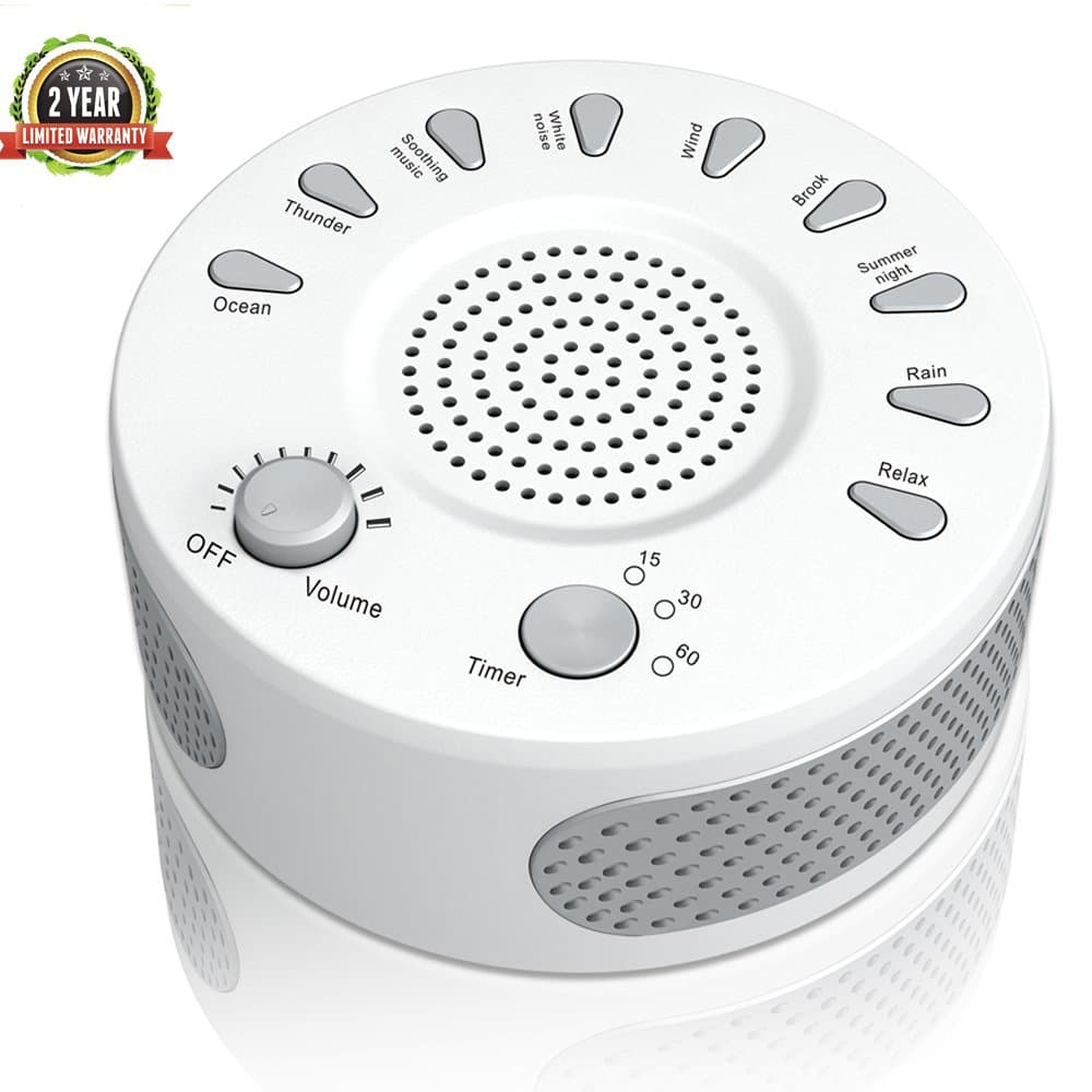 [2018 New] White Noise Machine, Coeuspow Sleep Therapy Sound Machine with 9 Unique Natural Sounds and Timer for Baby,Sleep Disorders & Noise Cancelling for Home,Office,Spa,Yoga (White)