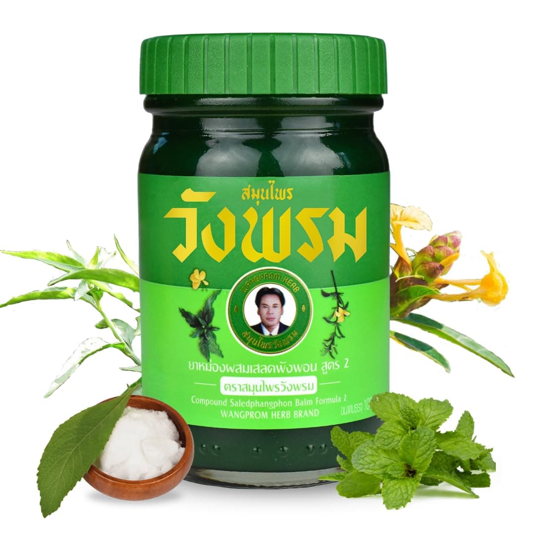 WANG PROM Compound Saledphangphon Balm Balm/Salve Formula 2 100 Gram Cooling Anti-Itch for Insect/Bugs Bites Pain (Green)