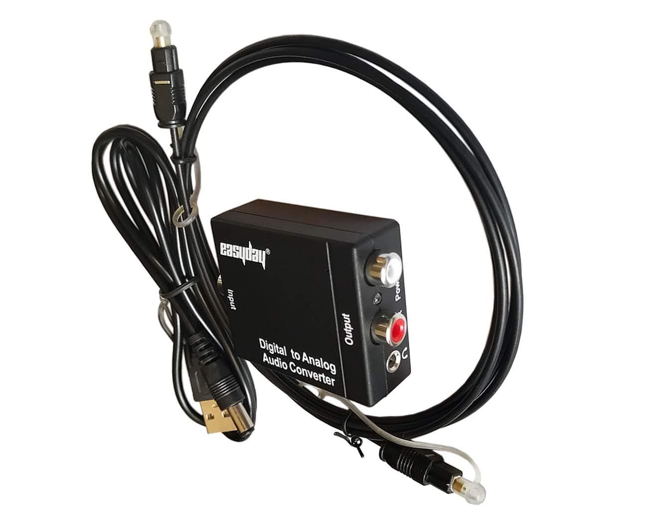 EDTREE Digital Optical Coax Toslink S/PDIF to Analog Coaxial RCA Audio Converter Adapter with Fiber Cable