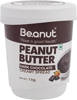 Beanut Dark Chocolate Creamy Peanut Butter 1kg | 18gm Protein | 100% Vegan Peanut Butter, 100% Pure Roasted Peanut | High in Protein Spread, Gluten & Cholesterol Free, Nut Butter