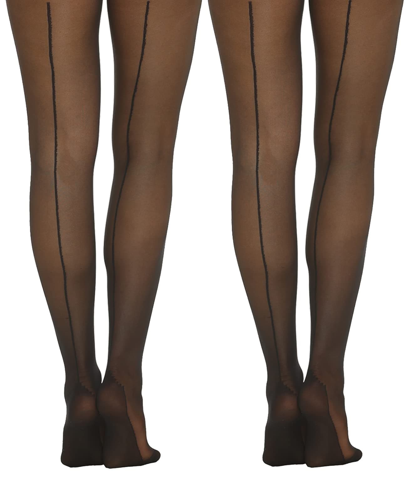 MANZI Womens Sheer Back Seam Tights Black Medium, Black, M