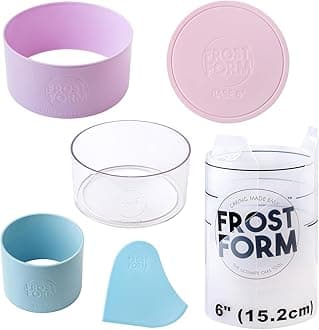 Food Crafting 6 Inch Frost Form Started Kit (7 Piece) Cake Pan Round Liner Stand Crumb Cutter Finisher Base Form Instructions Frost Form Cake Kit Cake Icing Kit Frost Form Kit