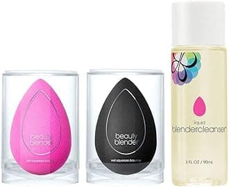 beautyblenderOriginal Pink + Pro Black Beauty Blender Duo + Full-Sized Blendercleanser® Liquid Lavender Makeup Sponge & Brush Cleanser, 3-Piece Bundle, Made in USA, Vegan, Cruelty-Free, 3 oz