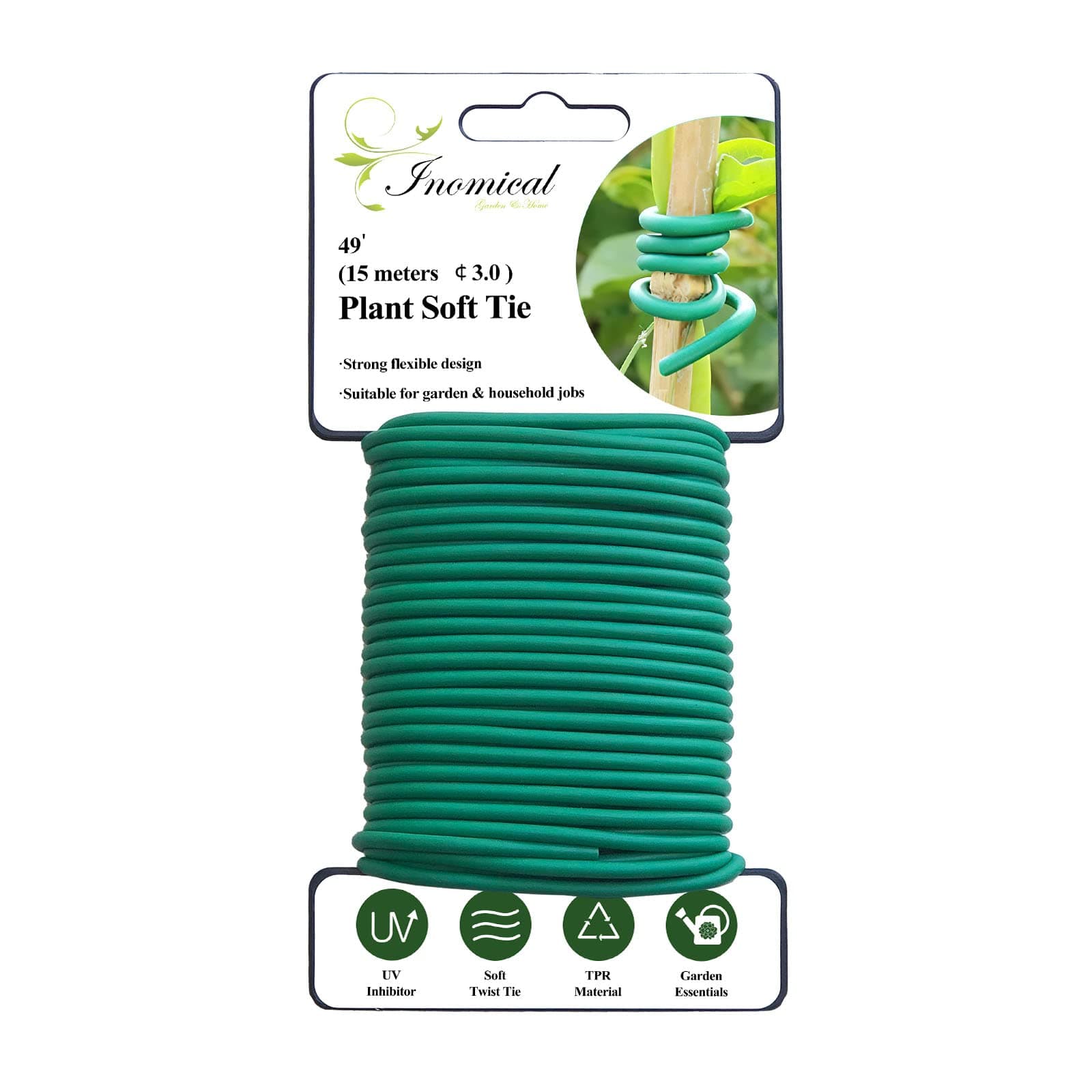 Soft Plant Wire, 49.2 ft Reusable Rubber Twist Ties Heavy Duty Garden Wire for Plants, Soft Twist Plant Tie to Support Plant Vines, Stems & Stalks and for Home Organization (49.2 feet/15 Meters)