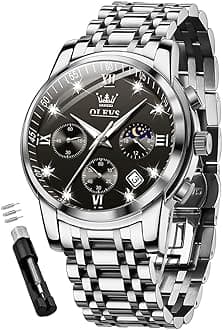 OLEVSWatch for Men, Fashion Dress Mens Watches, Stainless Steel Waterproof Analog Quartz Wristwatch, Elegant Gifts for Him - Dad & Boyfriend