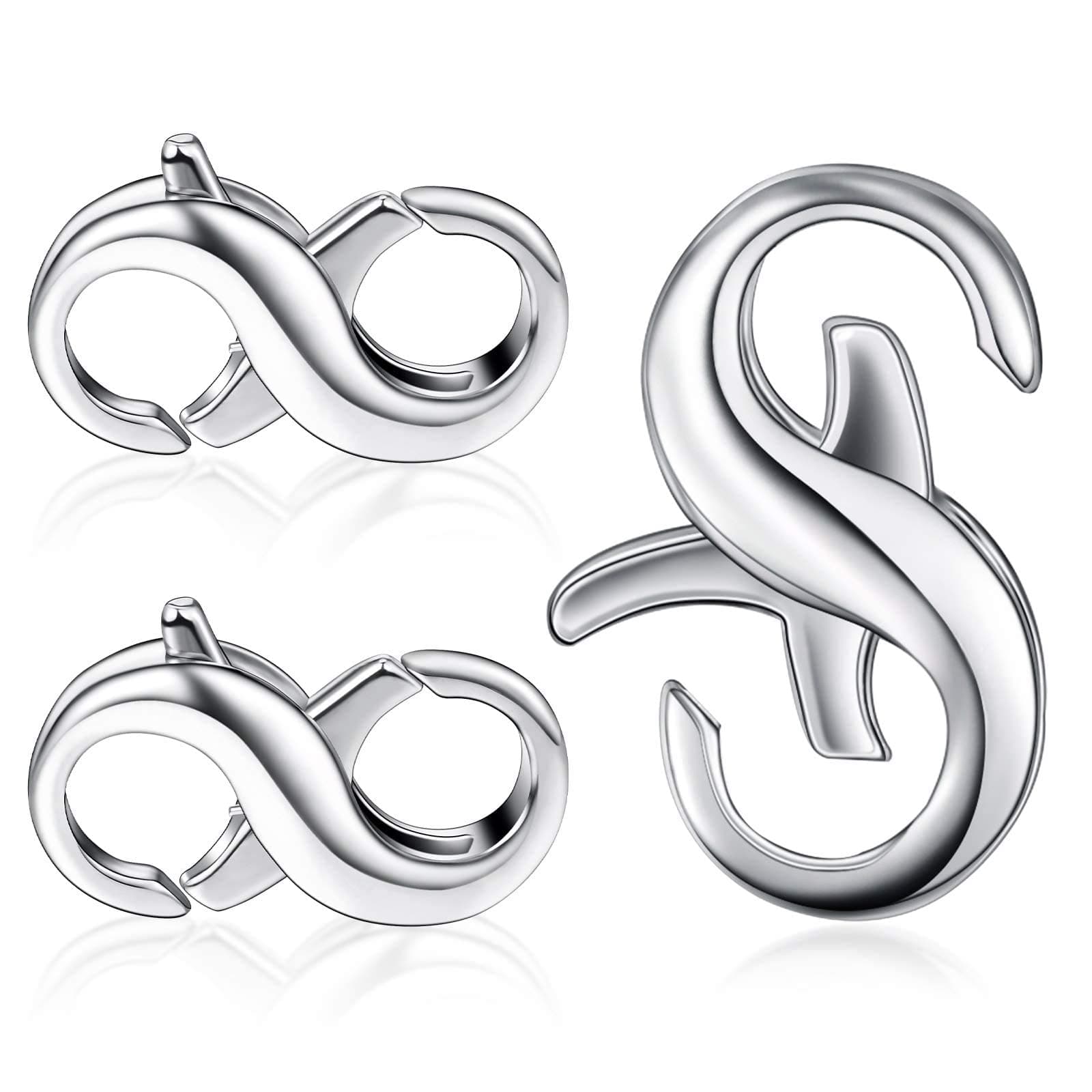 Lobster Clasp Double Opening Stainless Steel Adjustable Lobster Clasp Spring Clasp Necklace Connector, Bracelet Extender Clasp for DIY Jewelry Repair Kit Bracelet Necklace Jewelry Closure (Silver)