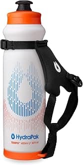 Tempo Pro 400ml - Handheld Running Squeeze Bottle for Training and Race Day Hydration with Removable Strap (400ml/13oz) - White