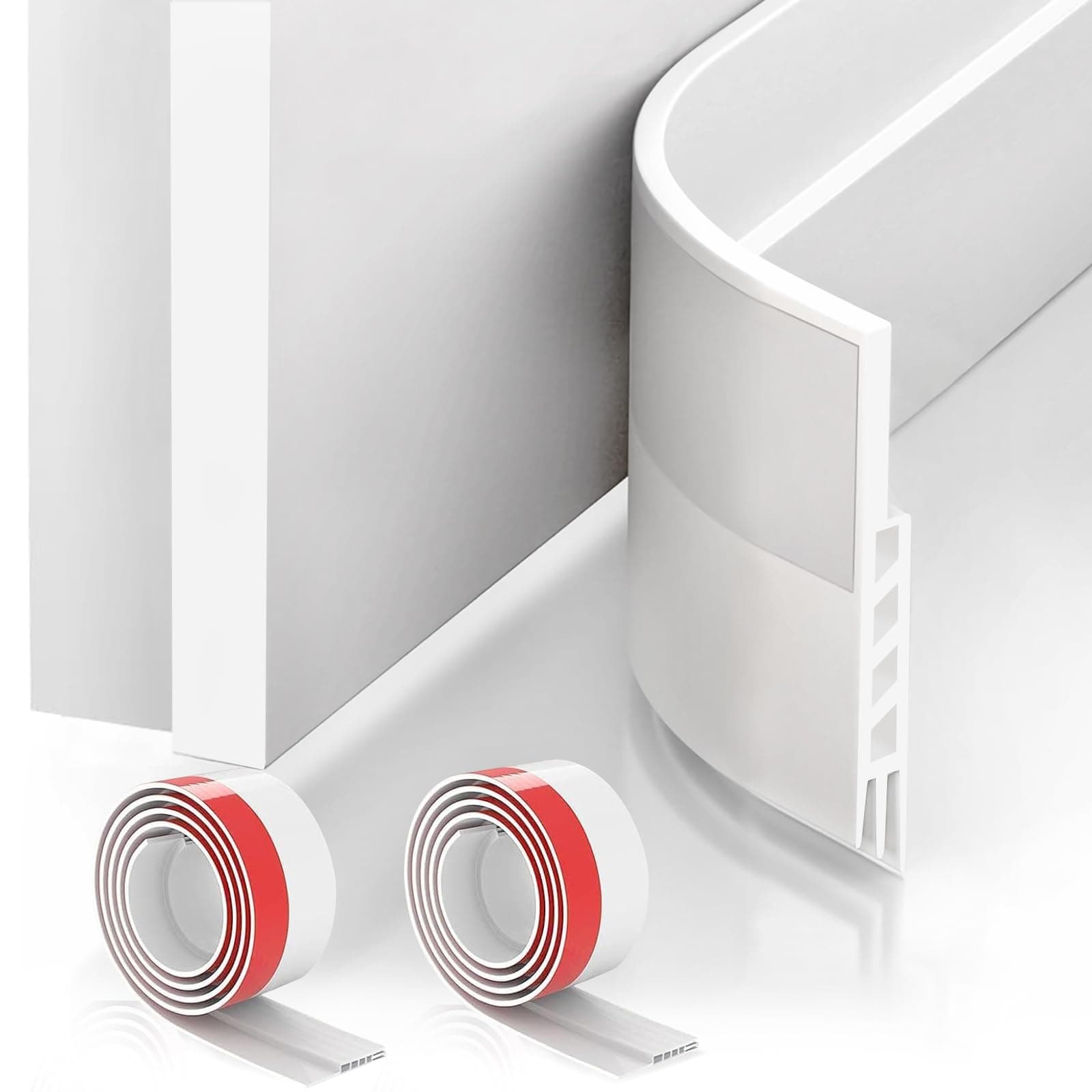 Suptikes 2 Pack Door Draft Stopper - Exterior & Interior Door Seal, 1-4/5" W x 37" L, White