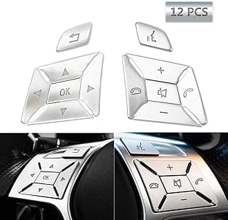 Steering Wheel Button Trim Cover Stickers Inner Car Decoration Fit for Mercedes Benz E C G Class W204 2012-2016 Interior Accessories Silver - 12Pcs