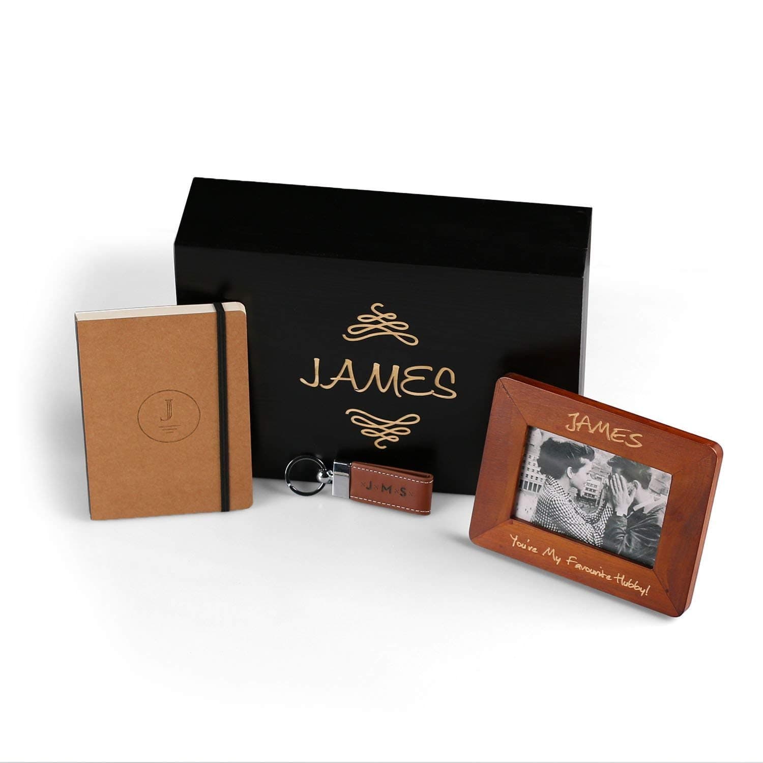 Making Memories Gift Set - Photo Frame, Personalised Keychain and Monogram Journal - Best Gift Idea for a New Beginning