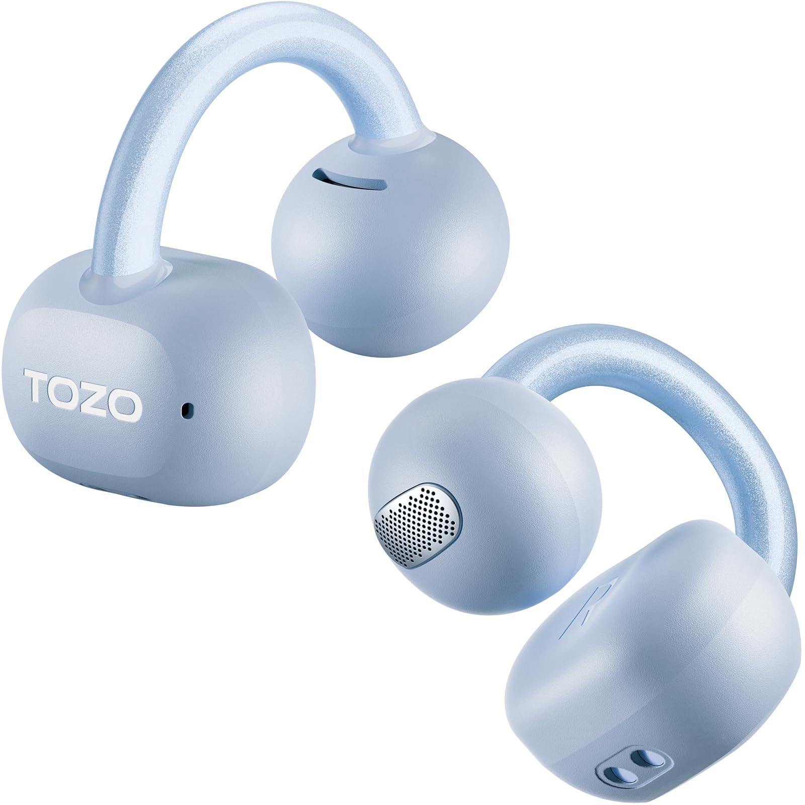 TOZO O2 True Open Ear Wireless Headphones Lightweight with Multi-Angle Adjustment, Bluetooth 5.3 Earbuds with Dual-Axis Design for Long-Lasting Comfort, Crystal-Clear Calls for Driving, Blue