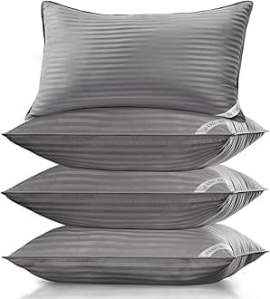 Basic Beyond Bed Pillows Queen Size Set of 4 - Down Alternative Pillows for Sleeping, Soft 20 x 28 Inches 4 Pack Queen Pillows for Back, Stomach or Side Sleepers, Grey