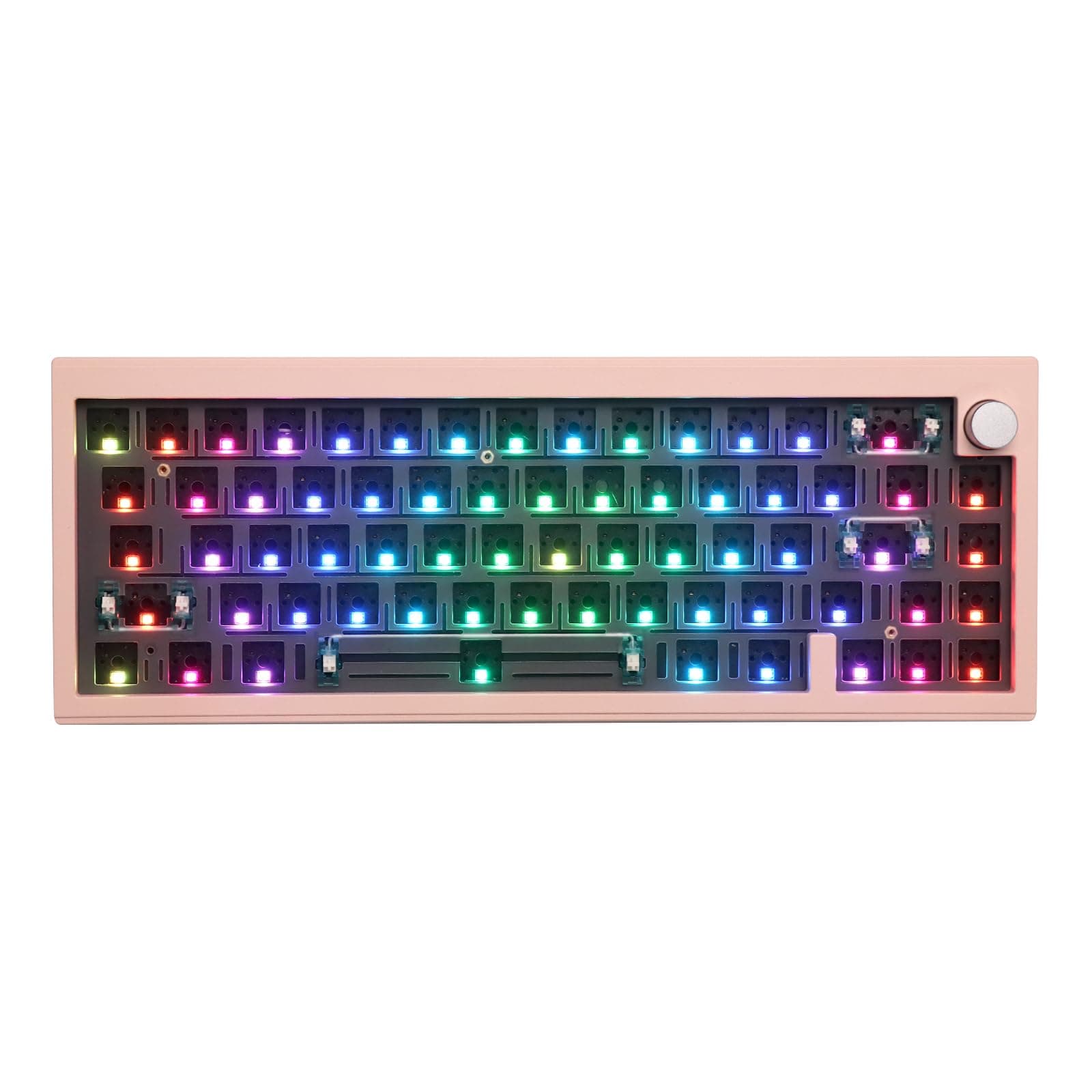 EPOMAKER CIDOO V65 V2 Wireless Aluminum Keyboard Barebone, 65% Hot Swappable Gaming Kit, VIA Programmable, South-Facing RGB, Creamy Gasket, Sound Dampening, Metal Knob for PC/Mac (Pink, No Switch)