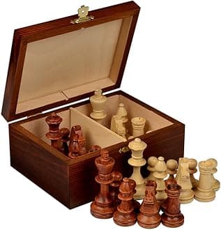 Staunton No. 4 Tournament Chess Pieces w/Wood Box by Wegiel by Wegiel