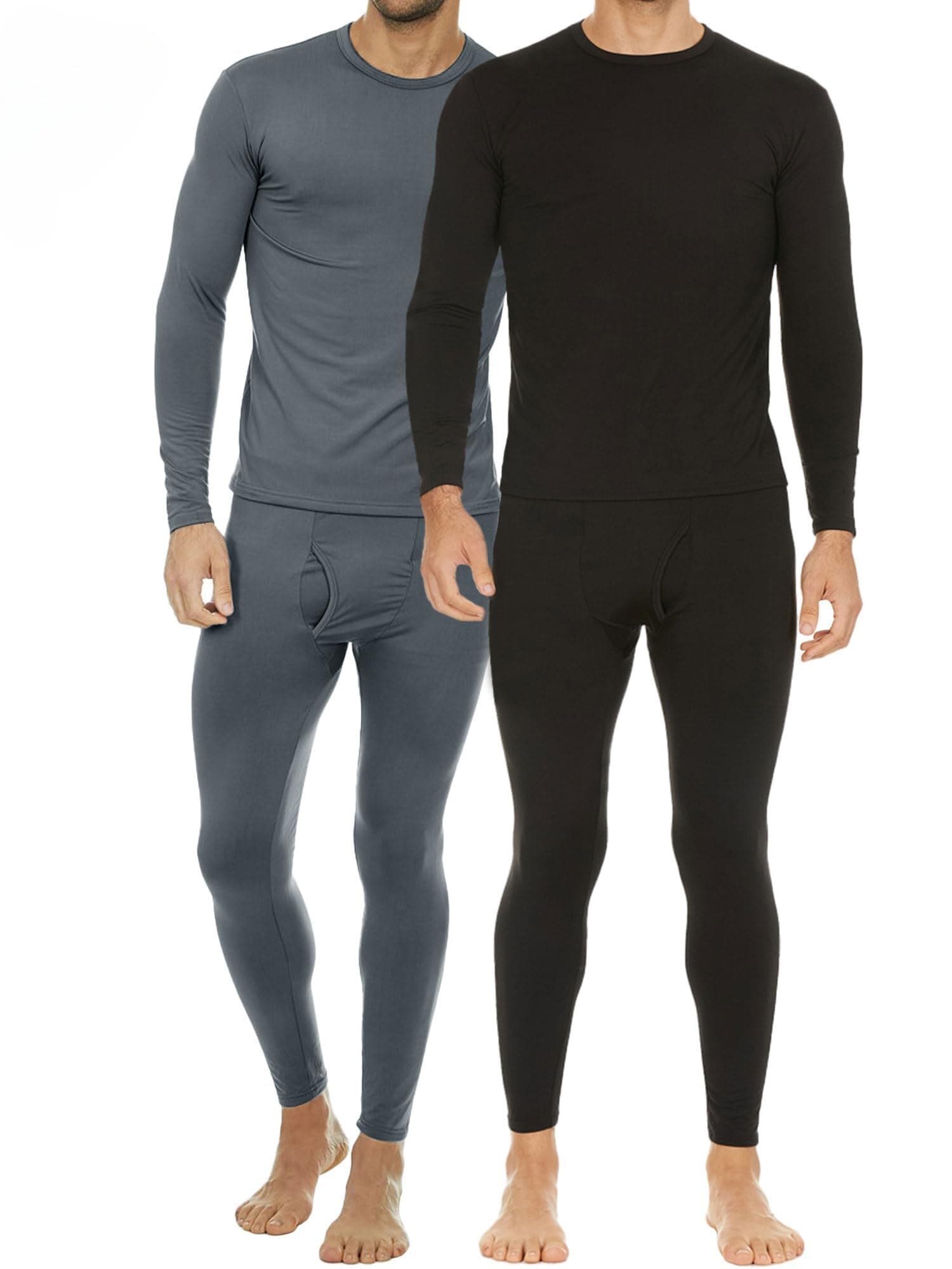 Thermajohn 2 Pack Thermal Underwear for Men Size S Black & Charcoal