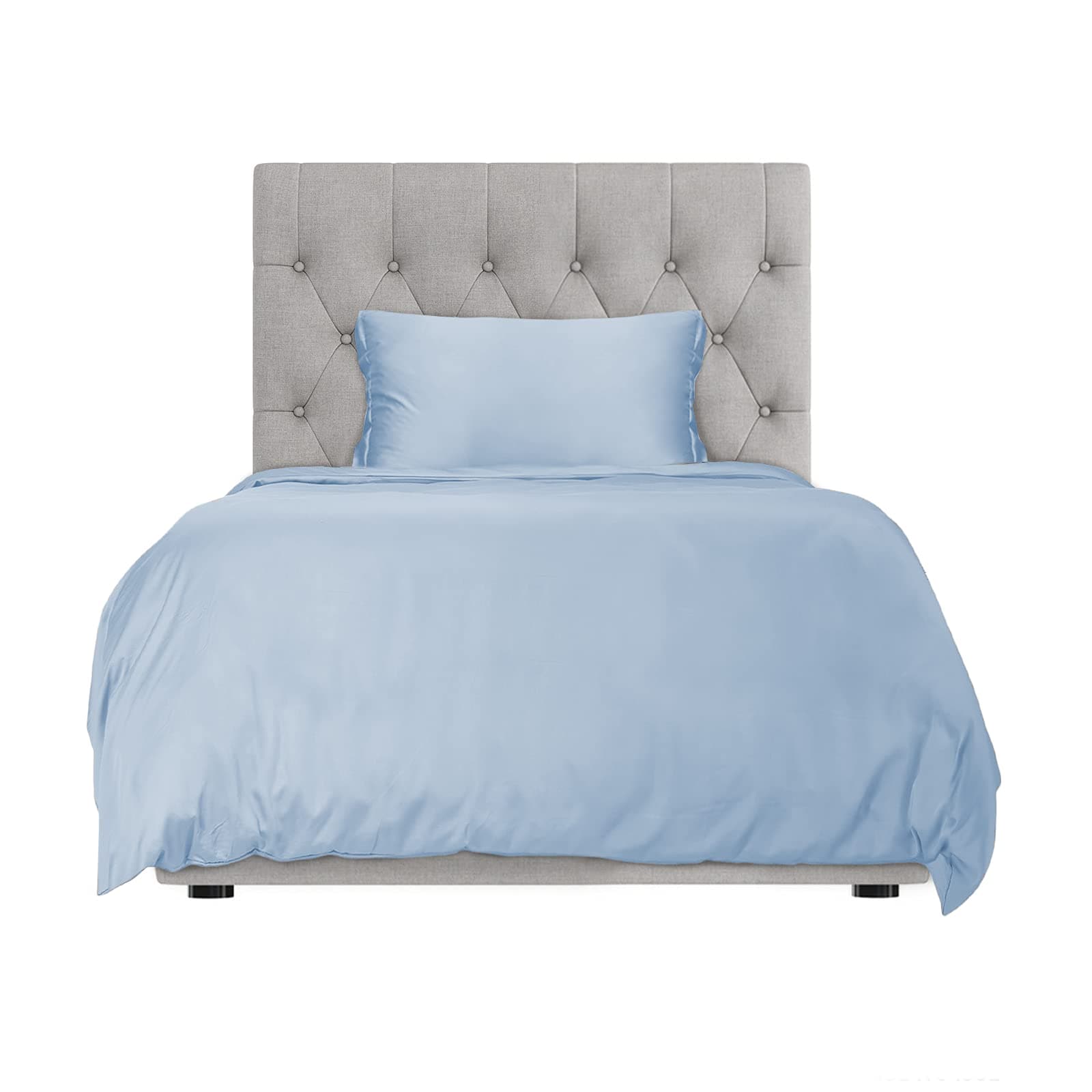 Hotel Sheets Direct 100% Bamboo Duvet Cover 2 Piece Set - Better Than Silk - 1 Duvet Cover, 1 Pillow Sham with Corner Ties and Zipper Closure (Twin-XL, Light Blue)