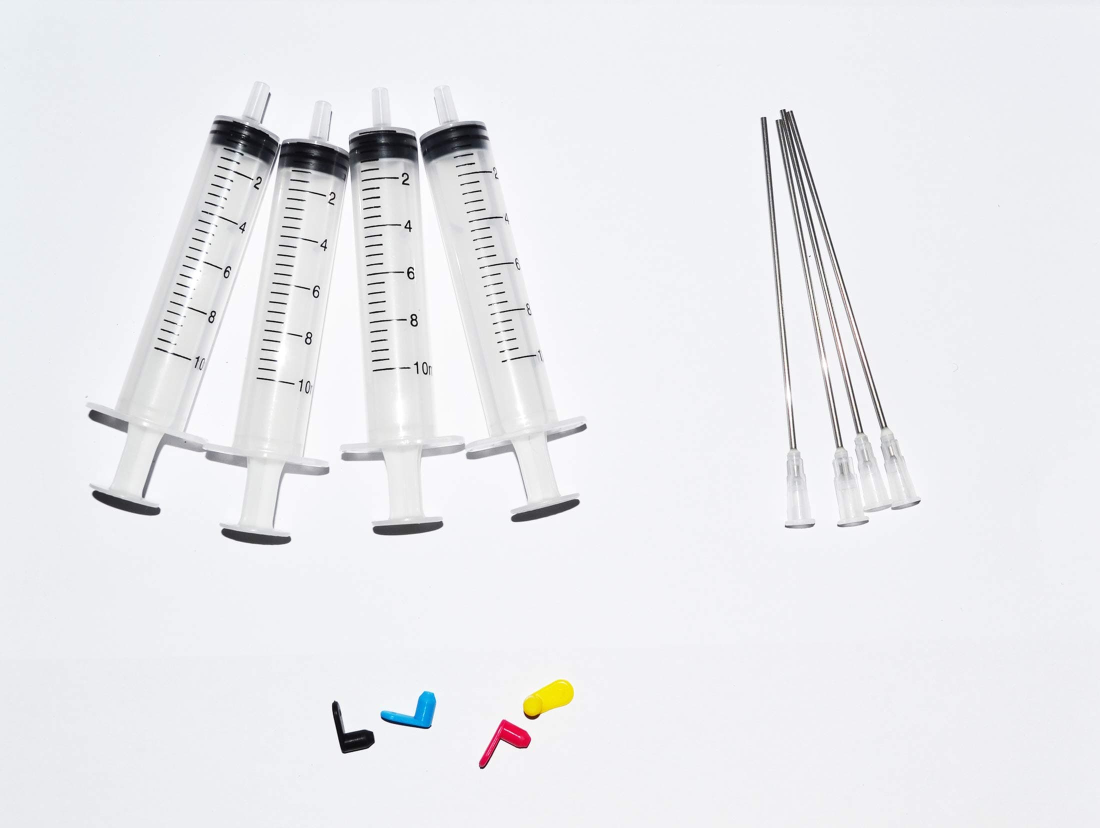 By Double2house, 4 x 10ml Syringe with Blunt 4" Long Needle to Glue Craft, Refill Ink Cartridge and CISS Systems