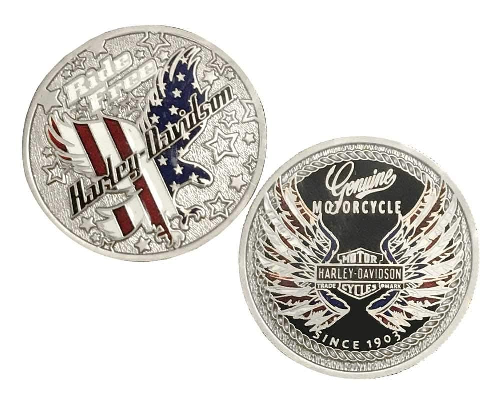 Harley-DavidsonRide Free Eagle Flag Challenge Coin, 1.75 in. Silver 8009021