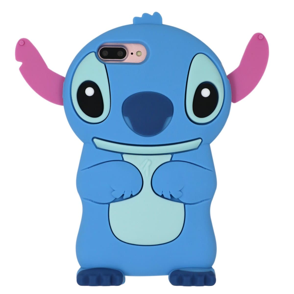 Iphone 7 Plus Case, Cute 3D Cartoon Lovely Lilo Stitch Movable Ear Flip Soft Gel Rubber Silicone Protection Skin Case Cover for Iphone 7 Plus 5.5" ( Blue )