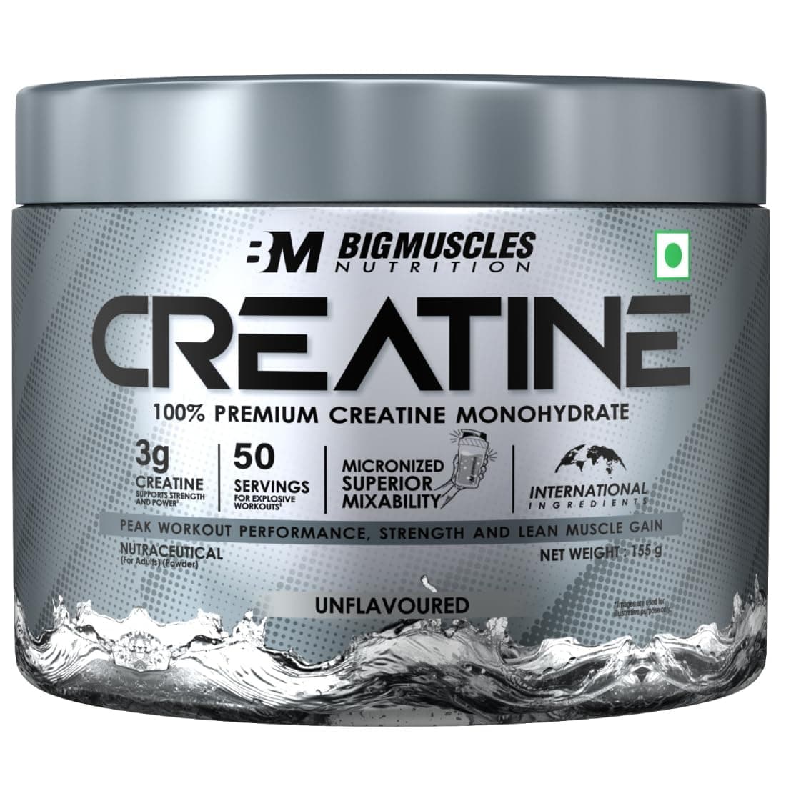 Creatine [155 G,50 Servings]| Unflavoured|Micronized Creatine Monohydrate To Support Lean Muscle Repair & Recovery|Increase Strength&Athletic Performance,Powder,1 Count