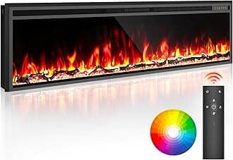 Eshoma Electric Fireplace Insert, 72 Inch Fireplace Heater and Linear Fireplace with 15 Moon Light Colors, Fireplace Insert with 5100 BTU Heat Output, Timer, Remote Control, Low Noise, 750/1500W