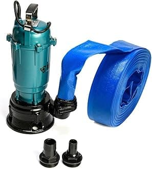 Heavy Duty Flood Sewage Water Pond Drain Septic Sump Cesspool Grinding Pump with Float Switch 10m, 20m, 30m or 50m Blue (Pump with Float Switch 10m Blue)