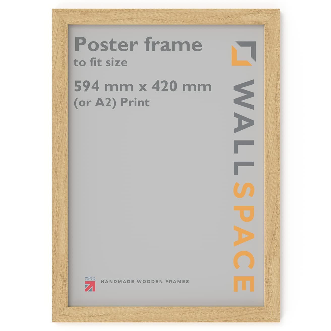 A2 Oak frame - Wall Space Wooden Poster 59.4 x 42 cm - Large Picture Made from Solid Wood 594 x 420mm