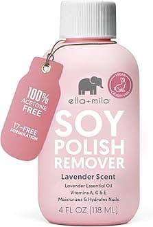 Ella+Mila Soy Nail Polish Remover - Acetone Free w/Lavender Essential Oil, Vitamin A, C, E Oil (4 ounces)