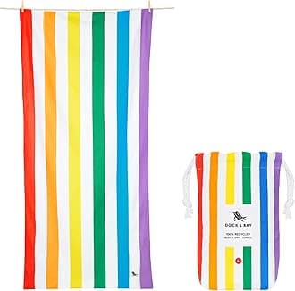 Dock & Bay Beach Towel - Quick Dry, Sand Free - Compact, Lightweight - 100% Recycled - Includes Bag - Summer - Rainbow Skies - Large (160x90cm, 63x35")