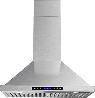 AROAN Wall Mount Range Hood with Ducted/Ductless Convertible Duct, 30 Inch 780CFM Stainless Steel Vent Hood, 4Speed Touch Panel with 2pcs Adjustable LED Lights (PA02-30)