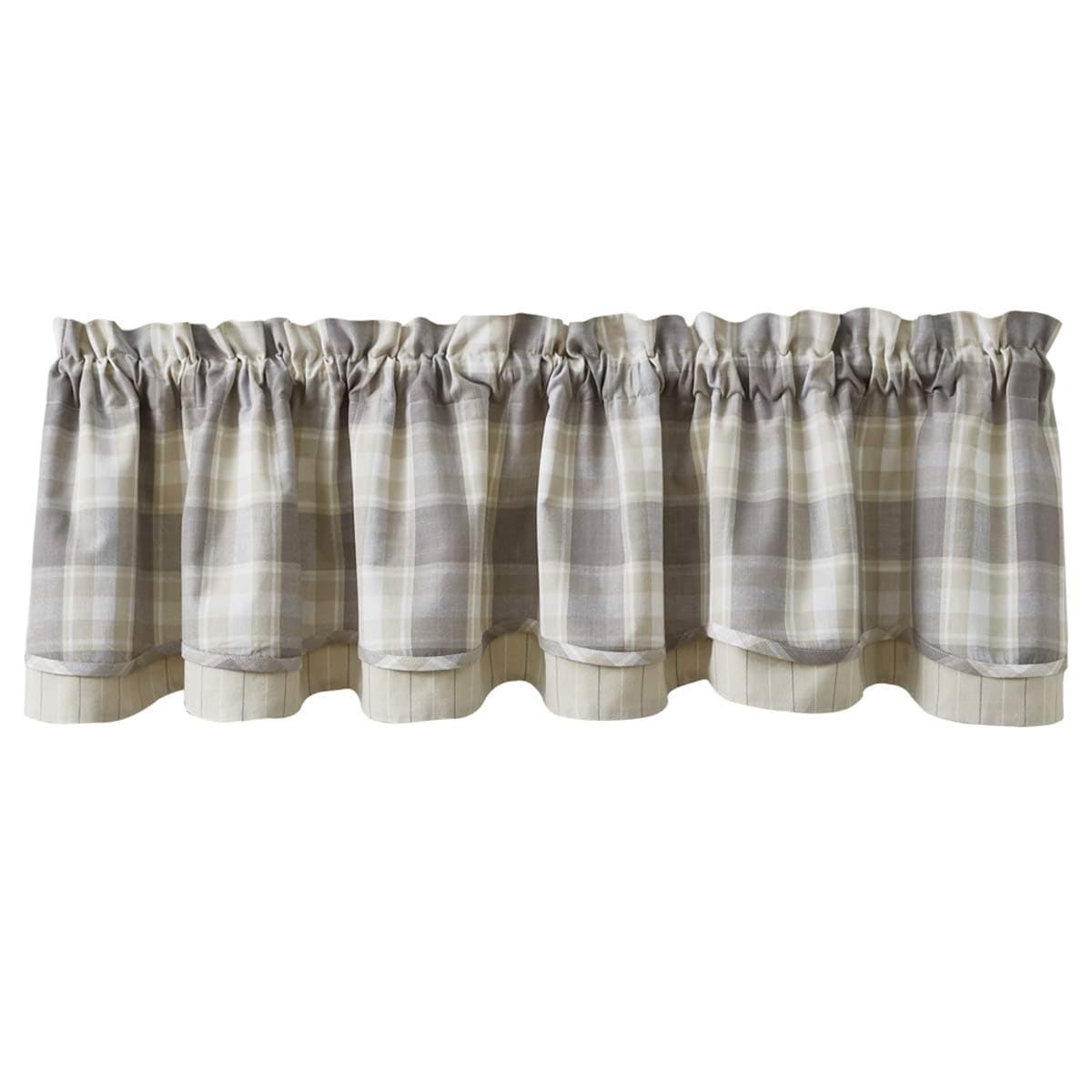 Park Designs Weathered Oak Plaid Lined Layered Valance 72'' x 16''