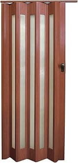 INMOZATA Folding Door PVC Plastic Internal Doors Sliding Concertina Door Panel Divider (Brown, Thickness 10mm)