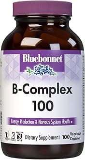 Bluebonnet Nutrition B Complex, Complete Full Spectrum, Vitamin B6, B12, Biotin, Folate, Vegan, Vegetarian, Gluten, Soy & Milk Free, Kosher, 100 Count