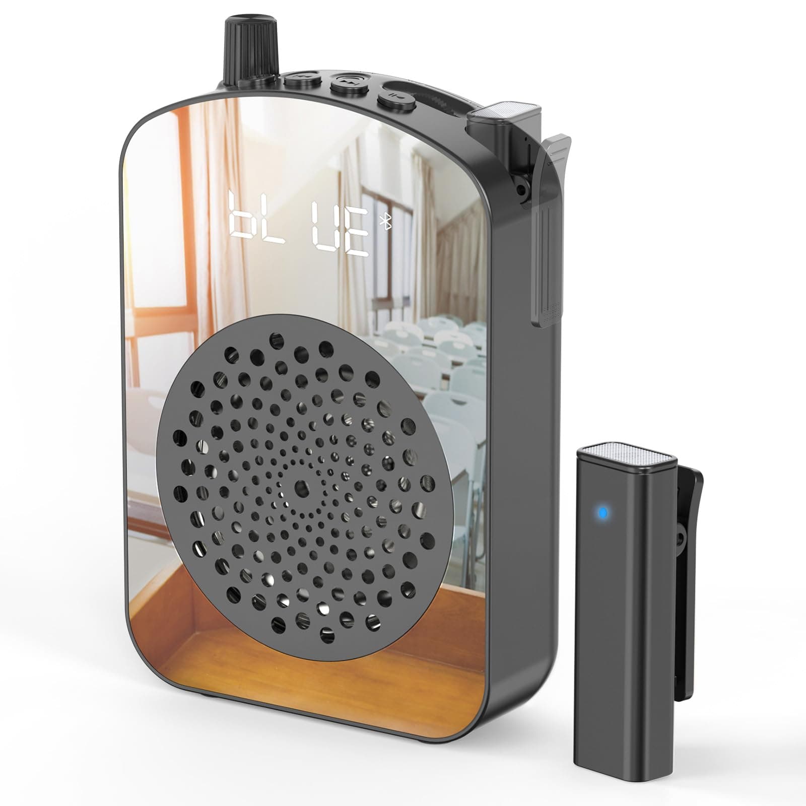 PRUNUS A10 Voice Amplifier Wireless with Laple Microphone Charging &Storage,Portable Voice Amplifier with Lavalier Mic Speaker,Mini Voice Amplifier for Teacher Classroom,Speech,Training Outdoor-Black