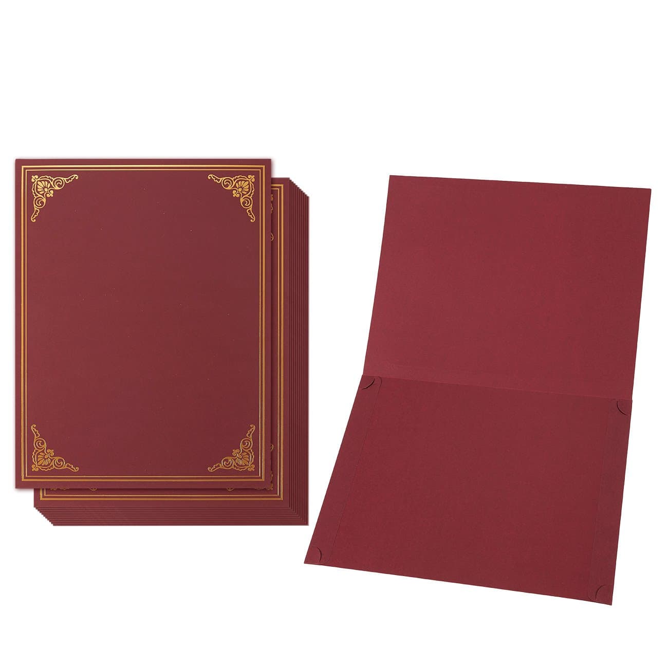Certificate Holder, Diploma Cover (12-Pack) - Elegant Document Covers for Award Certificates (Red/Gold) - Fits Size A4 Documents (21.0 x 29.7 Centimetres)