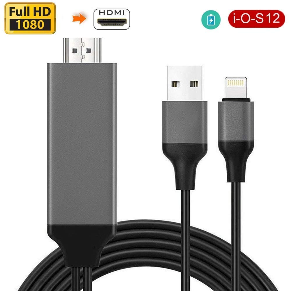 HDMI Adapter Compatible with i-Phone, HDMI Adapter for i-Phone to TV, Digital AV Adapter HDTV, i-Phone to HDMI Cable 1080P HDTV Compatible with i-Phone XS/XSmax/XR/X/8/7/6/plus (Gray)