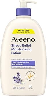 Stress Relief Moisturizing Body Lotion with Prebiotic Oat & Lavender Scent for Sensitive Skin, Calms & Relaxes with 48 Hour Hydration, Fast Absorbing & Non-Greasy, 33 fl. oz
