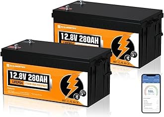 ECO-WORTHY 12V 280Ah 2 Pack LiFePO4 Lithium Battery with Bluetooth, Low Temp Protection, Built-in 200A BMS, 3584Wh Energy. Perfect for Off-Grid, RV, Solar System, Camper, Travel Trailer, Backup System