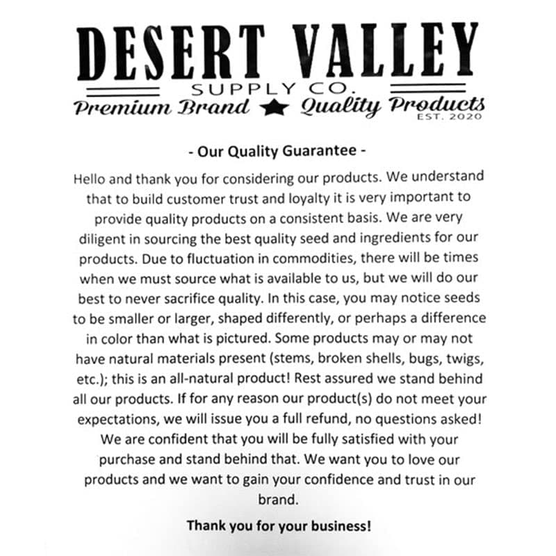 Desert Valley Safflower Seed, All Natural, Non-GMO Premium Wild Bird Food for Cardinals, Jays, Doves and More (10 Pounds)