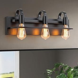 LMSOD Industrial Vanity Light Fixture, 3-Light Matte Black Farmhouse Bathroom...