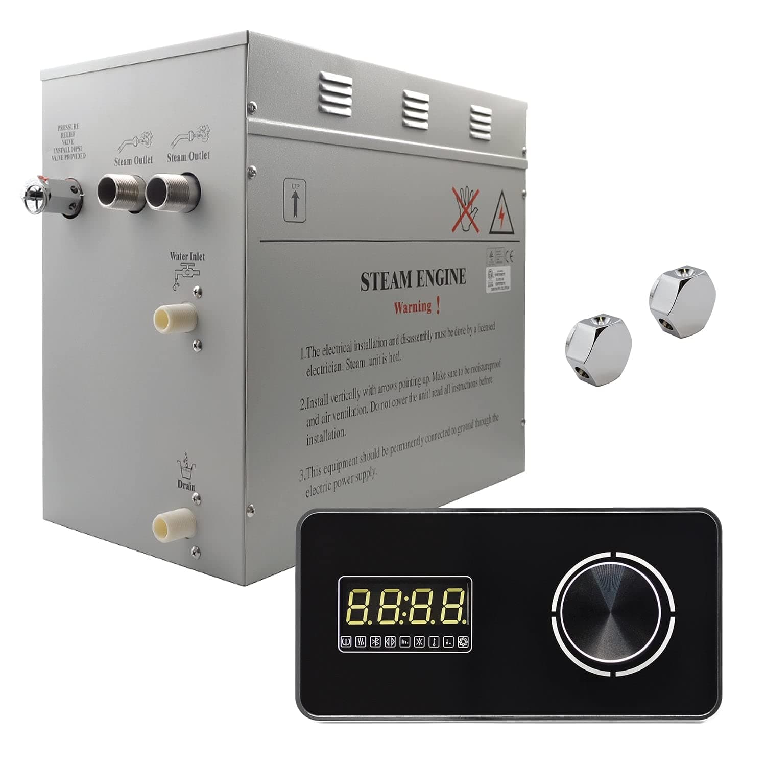 Steam Planet Encore 12kw Self-Draining Steam Bath Generator with Horizontal Digital Keypad in Black