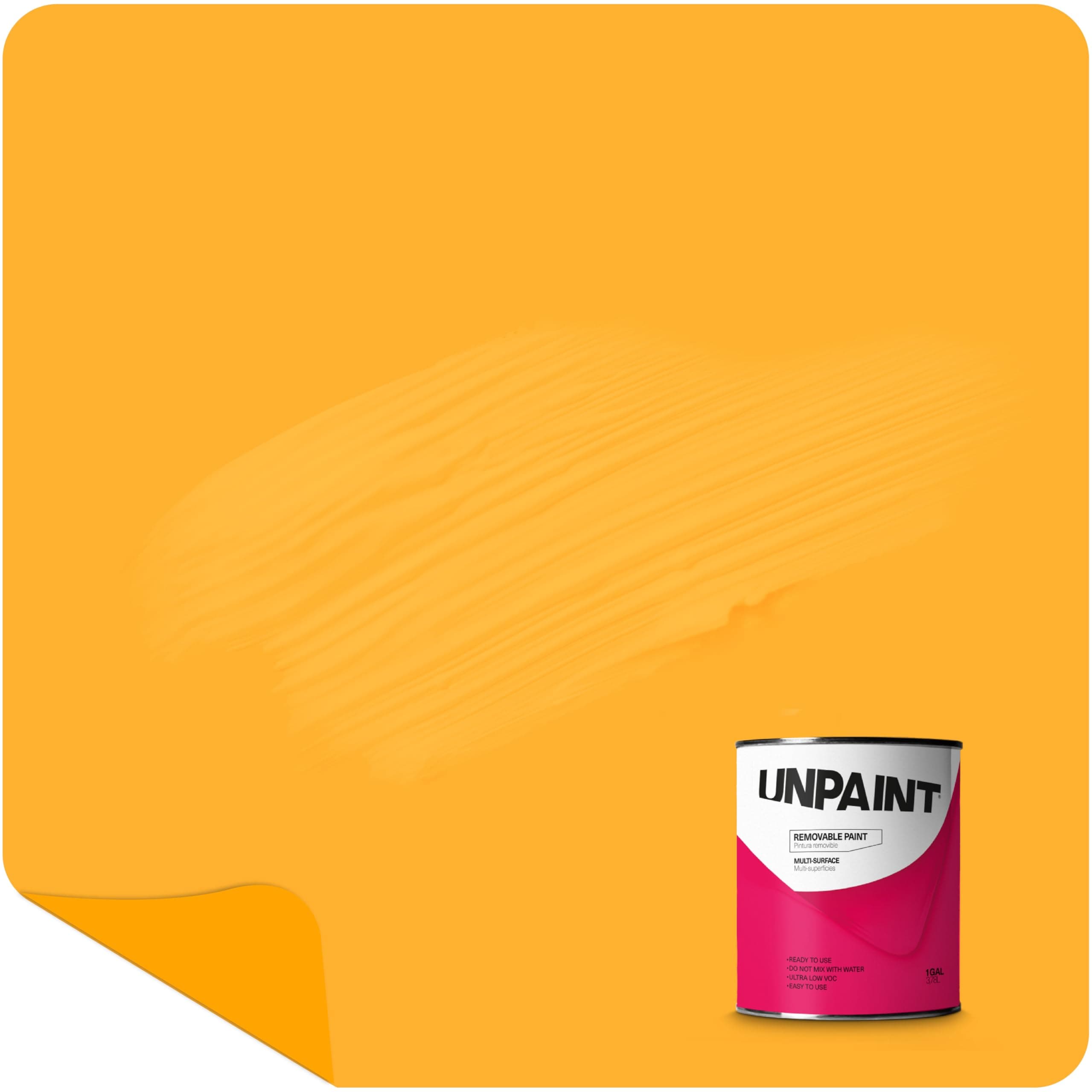 Removable paint, Peelable, Biodegradable, Yellow, Matte, Ultra Low VOC, Interior Paint, Gallon, Quart, Yellow Sun Biscuit