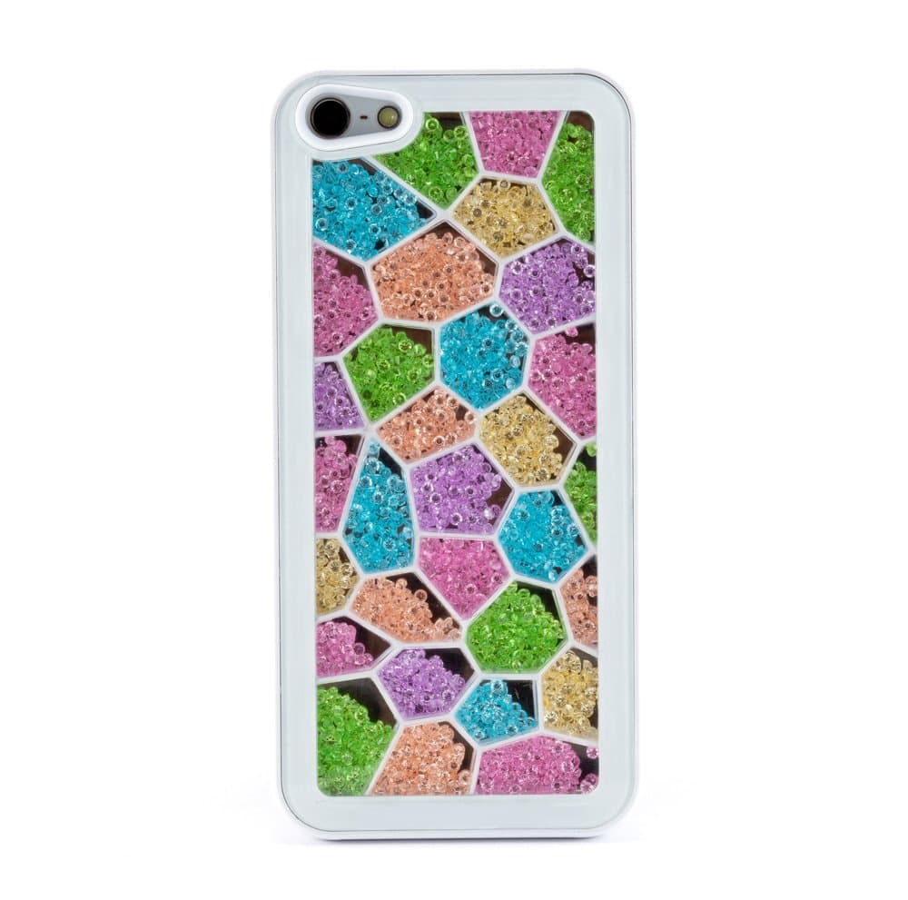 Newsh New Style Cube Rainbow Swarovski Element Crystal White Back Cover Case for iPhone 4 4S