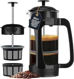 – ESPRO - P3 Cafetiere 2 Cups French Press Coffee Maker – Patented Double Microfilter for Sludge and Grit Free Brew - Heat Resistance Borosilicate Glass Coffee Press - Black 530ml