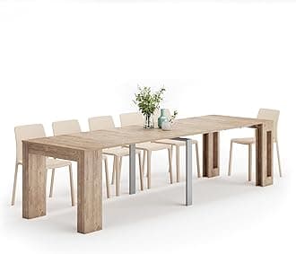 Mobili Fiver, Easy, Extendable Console Table with Extension Leaves Holder, 17.7(120.1) x35.4 in, Oak, Made in Italy