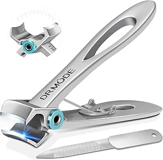 DRMODE Nail Clippers - 16mm Wide Jaw Opening Toenail Clippers for Thick Nails Sharp Curved Blade Large Fingernail Clippers Heavy Duty Nail Cutter Trimmer for Men Seniors with Nail File