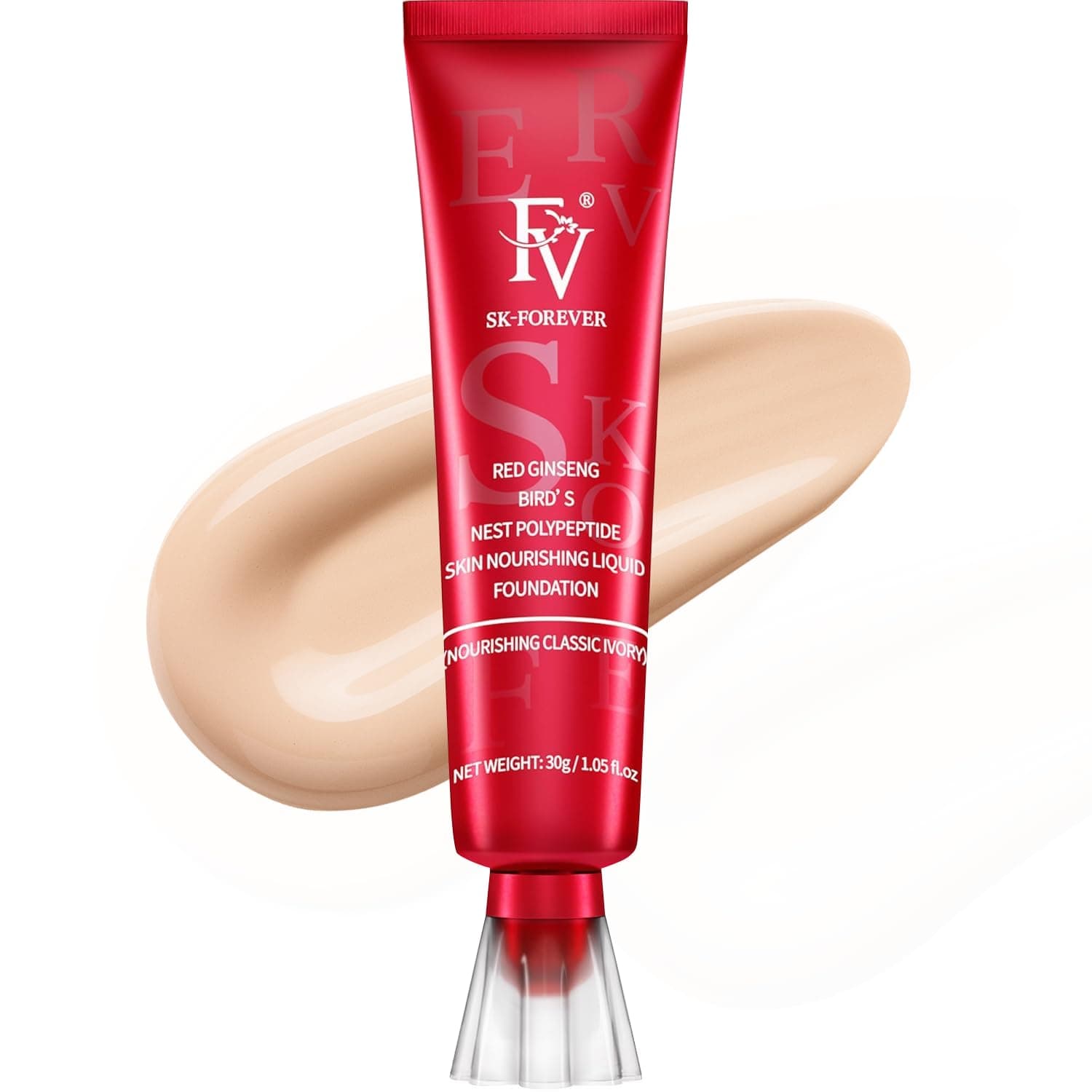 Waterproof Liquid Foundation, Dewy Finish Long Lasting Lightweight Medium Coverage Face Makeup for Normal & Dry Skin, Cruelty Free, Classic Ivory, 30ml