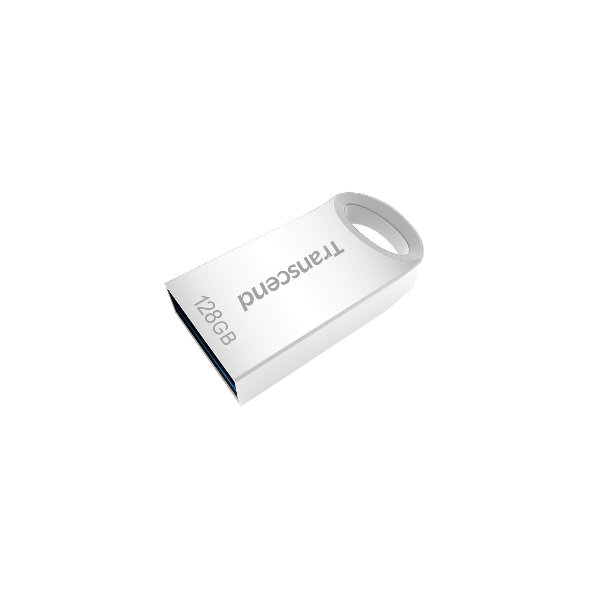 Transcend Japan TS128GJF710S 128GB USB 3.1 Capless, Compact Type, Metal, Silver, Shockproof, Splashproof, Dustproof, Data Recovery Software